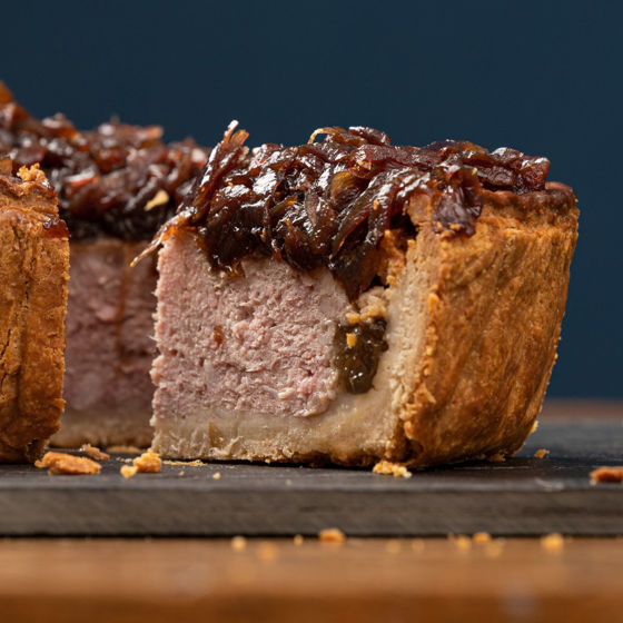 Caramelised Red Onion Topped Pork Pie