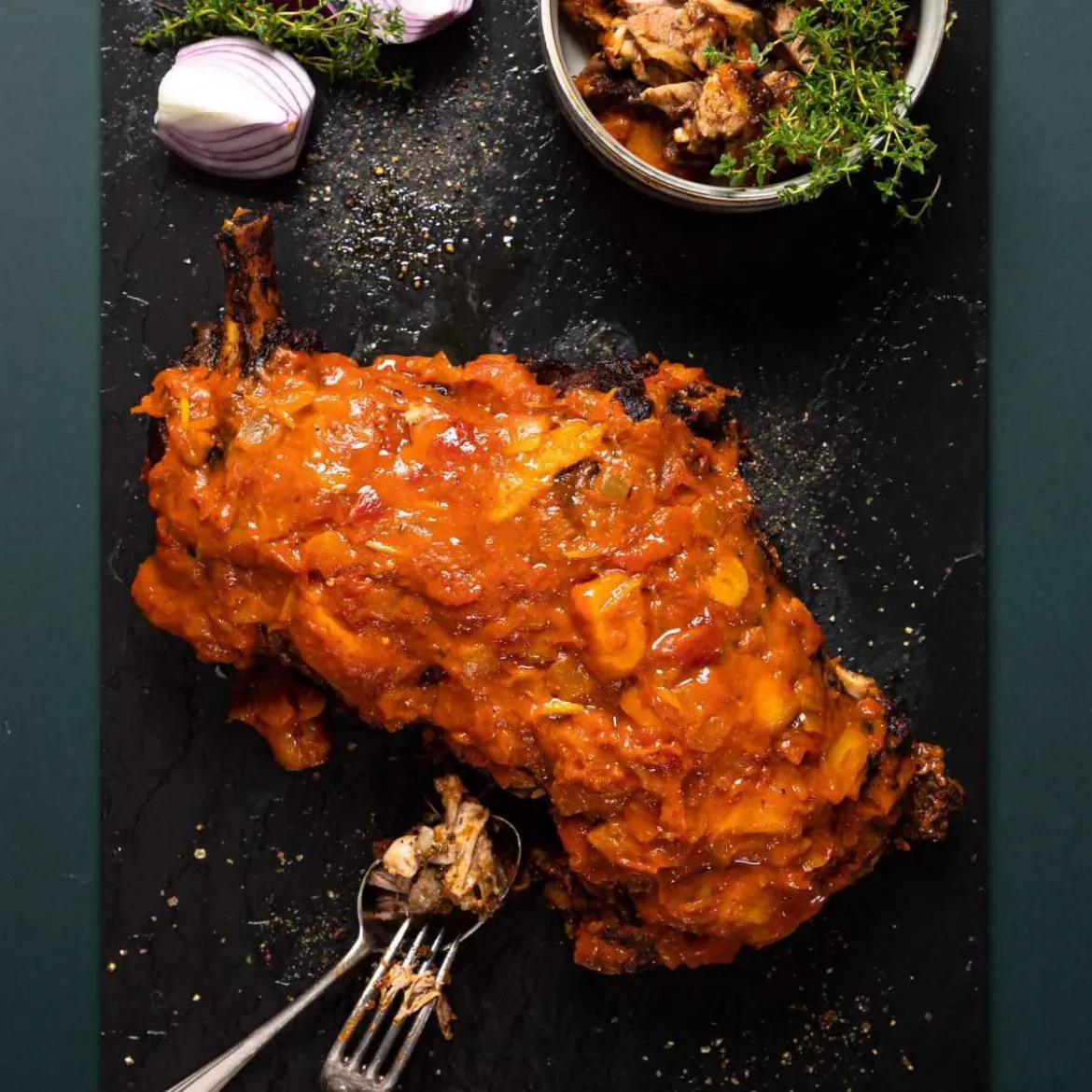 Morrocan Ras El Hanout Lamb Shoulder with Apricot Spiced Sauce